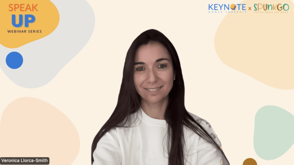 Woman with a virtual background